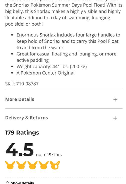 Pokémon Center Snorlax Summer Days Inflatable Pool Float - Picture 7 of 7